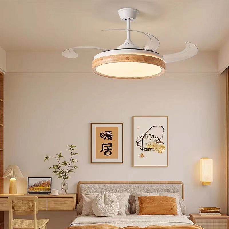 吊燈 餐廳吊扇燈家用客廳臥室隱形靜音風扇燈簡約現代原木電扇一體吊燈J-57公司貨