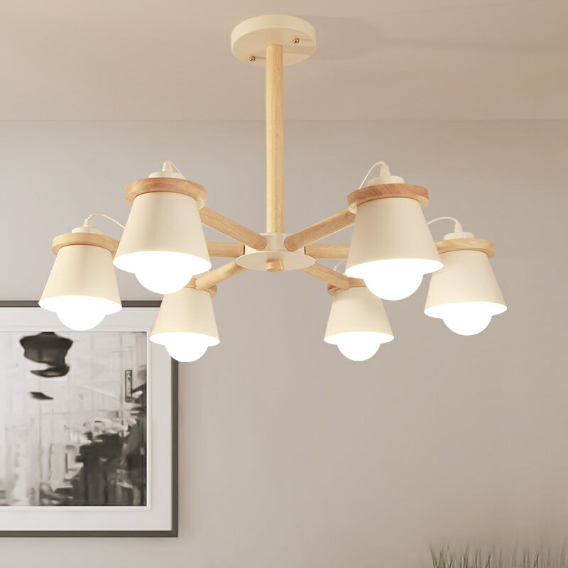 北歐燈具創意個性現代簡約客廳吊燈臥室餐廳家用溫馨原木日式燈具