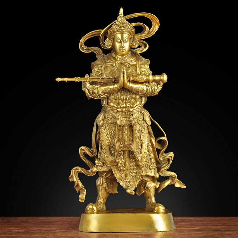 銅韋陀菩薩佛像擺件韋馱家居玄關裝飾擺設佛堂寺廟神像供奉工藝品| 協貿 