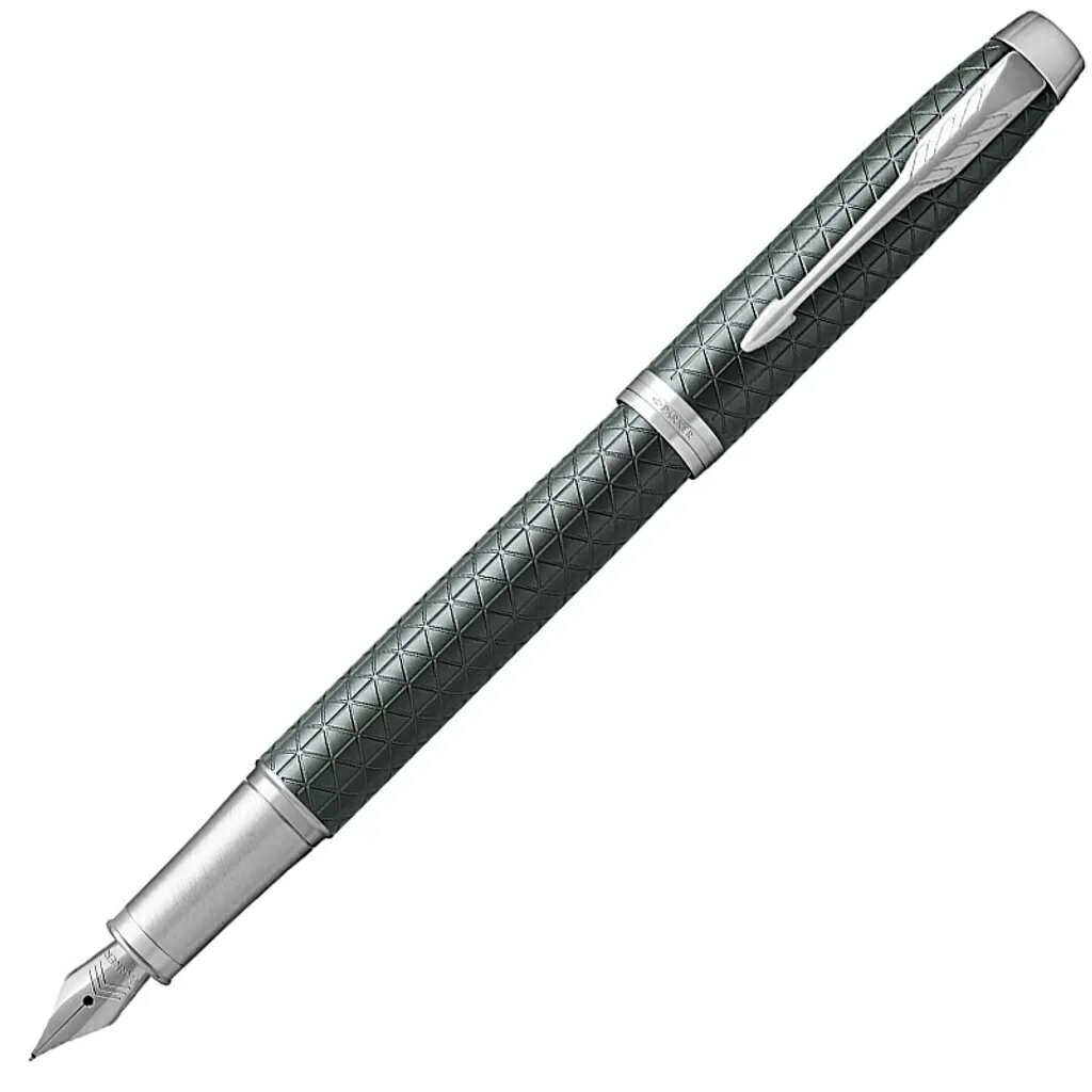 PARKER 派克 新IM高尚經典豪華系列 細格紋墨綠白夾 F尖 鋼筆【領券滿額再折千8/31止】