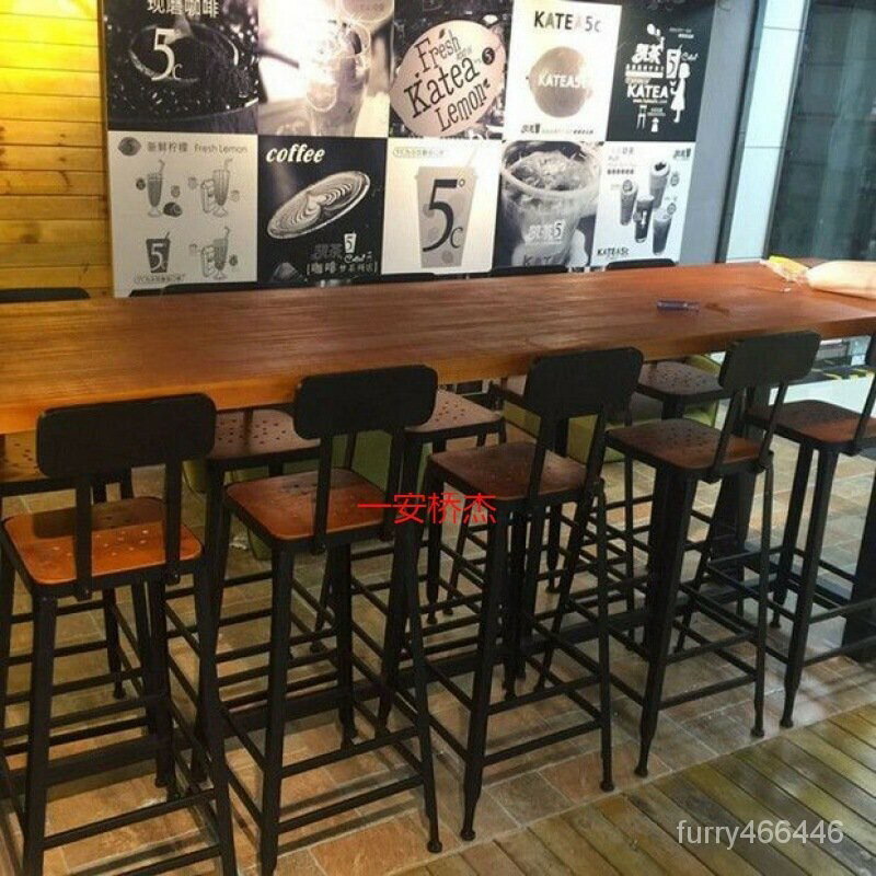 【廠家直銷】LY實木吧臺桌家用陽臺靠墻窄桌子長條桌奶茶店酒吧高腳桌椅組閤商