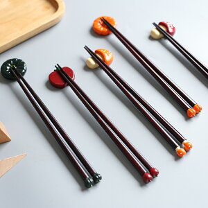 北歐風ins 手工家用實木筷創意日式雜卡可愛蔬果兒童筷尖頭筷子