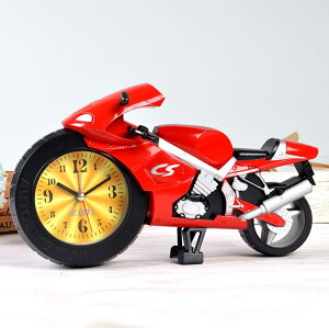 摩托車鬧鐘創意個性兒童男孩學生用床頭歐式可愛簡約多功能小鬧表