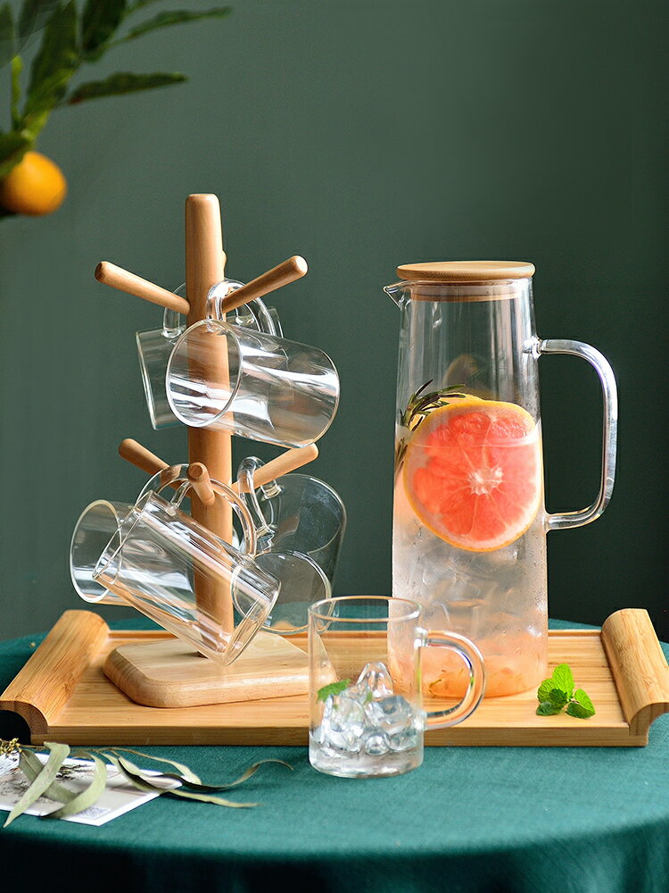 水杯家用套裝客廳簡約創意喝水杯子6只裝玻璃杯具水具套裝冷水壺