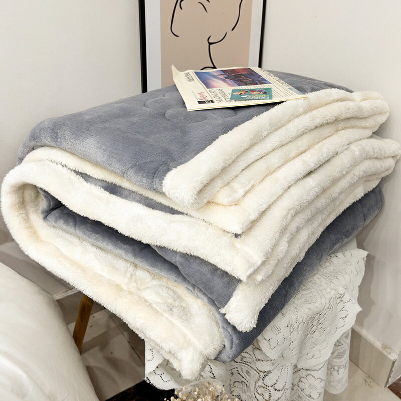 冬天夾棉毛毯冬季加厚保暖小毯子羊羔珊瑚絨單人被子沙發午睡毯