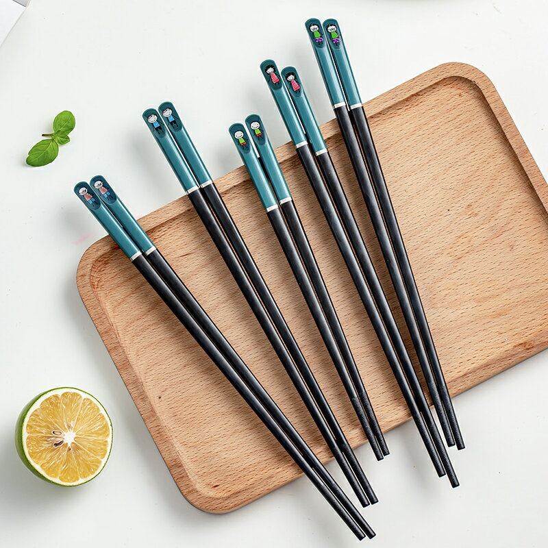 分餐筷子日式可愛防滑耐熱筷子合金筷家用一人一筷快子家庭裝餐具