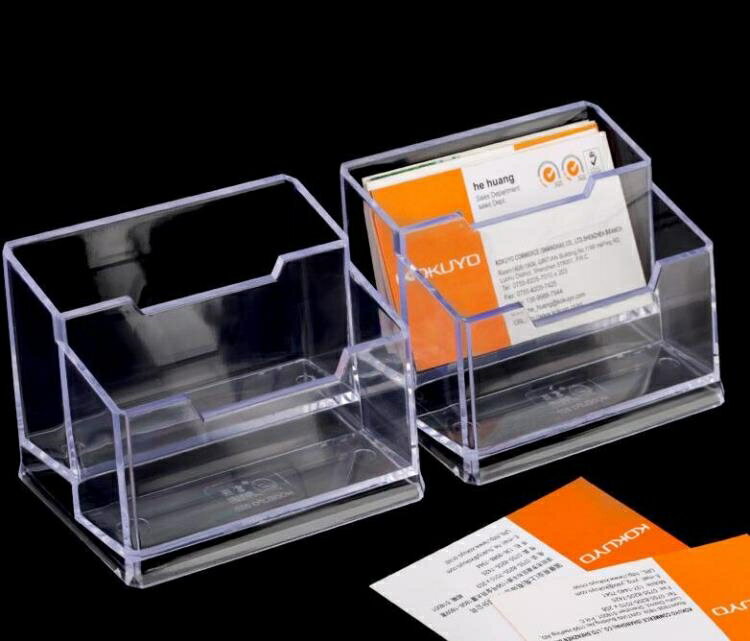 名片盒 2個名片座名片盒桌面個性創意名片架子擺臺透明亞克力卡片收納盒
