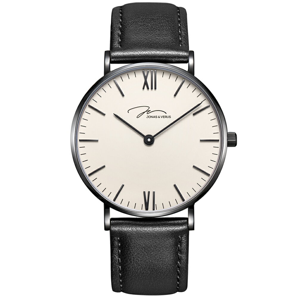 送禮首選★J&V -極簡糸列 經典黑(Y01646-Q3.BBXLB)-黑色40mm 附防塵袋+提袋【全館滿額折價★APP下單點數4倍送】線上購買享_實體門市同步服務