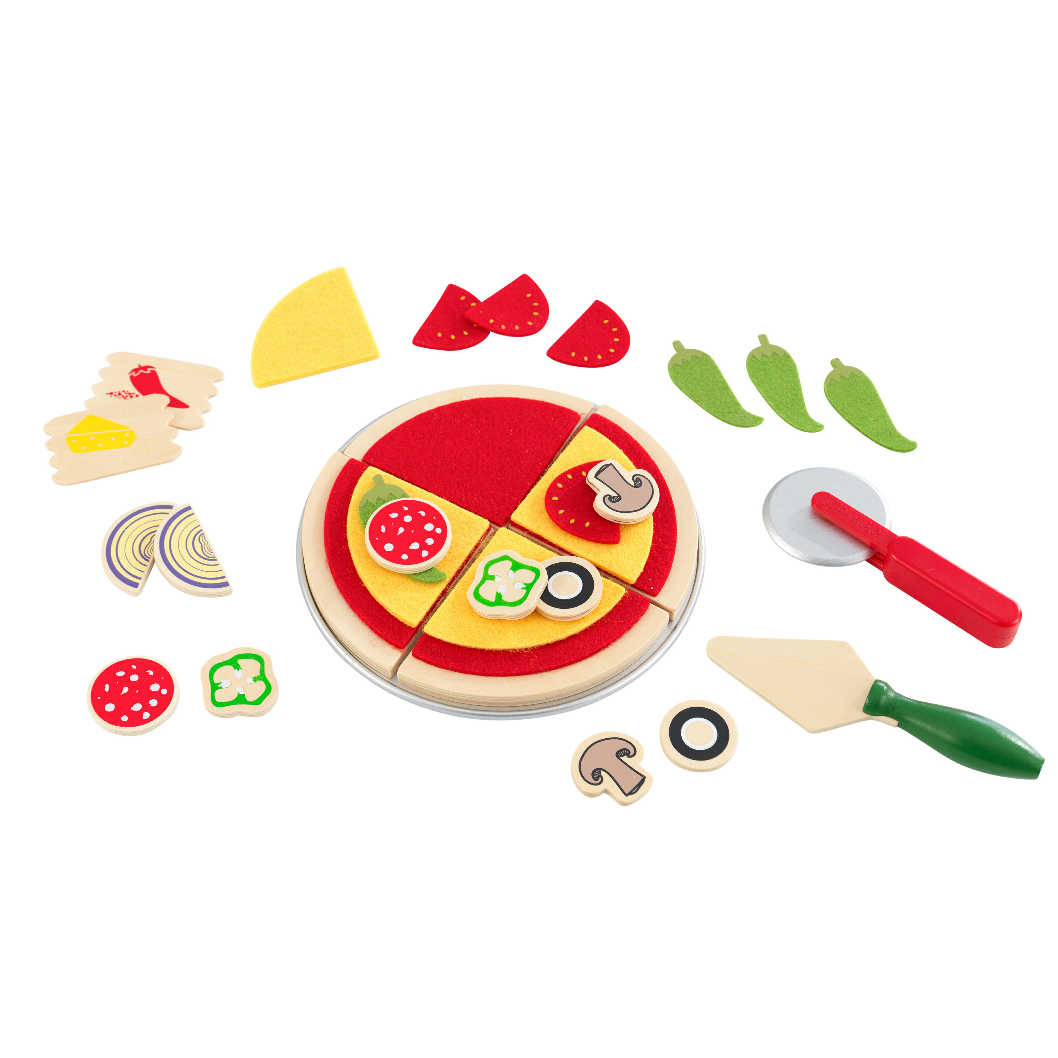 Kidkraft: Pizza Play Set With Wooden Slices, 22 Toppings, Cutter And 