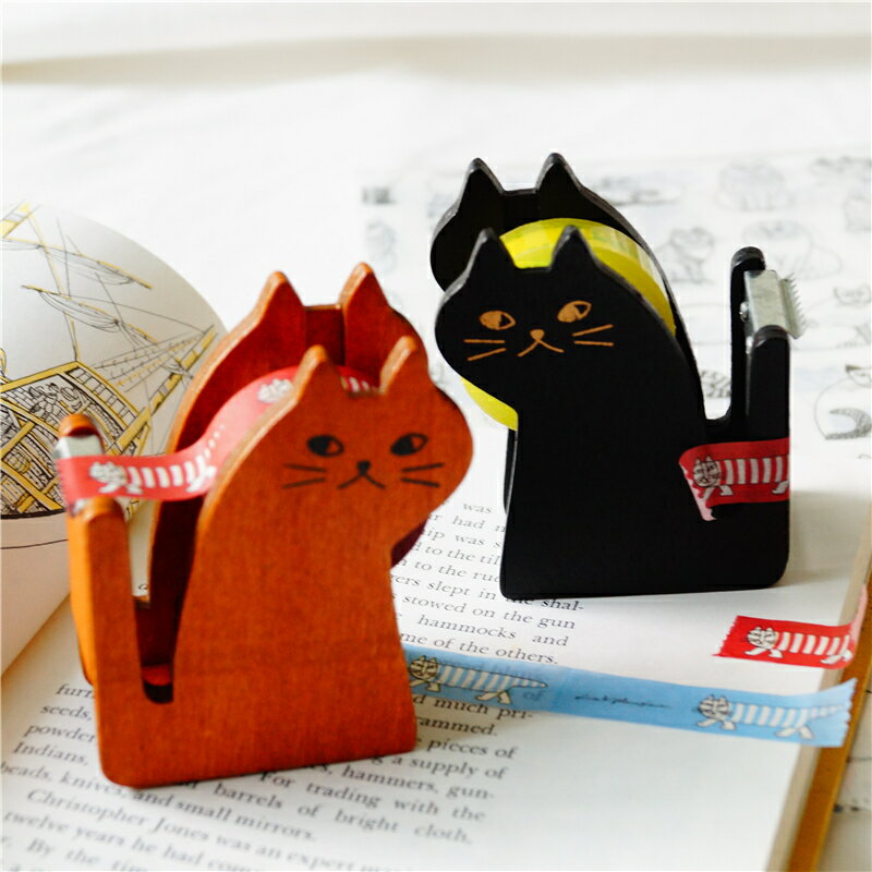 辦公室桌面裝飾好物治愈系幸福感小物件創意可愛日系木質貓咪擺件