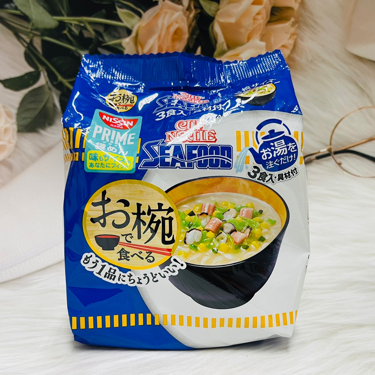 日本 Nissin 日清 3入小碗海鮮風味麵（34g*3入）｜全店$299 全家取貨免運｜滿額折500｜APP下單最高賺19%點數⚡