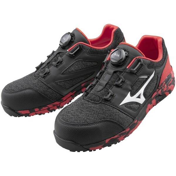 Mizuno Ls Ii Boa [F1GA233992] 男女 防護鞋 工作鞋 安全 護趾 寬楦 止滑 免綁鞋帶 黑紅