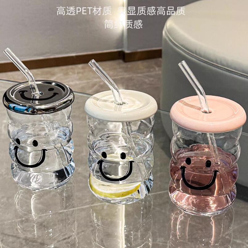 玻璃杯子辦公室吸管玻璃杯女高顏值喝水杯家用茶杯咖啡杯帶蓋【繁星小鎮】