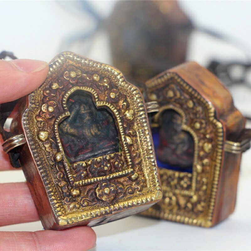 尼泊爾手工純銅嘎烏盒掛件復古噶烏佛像擦擦藏式掛件飾品