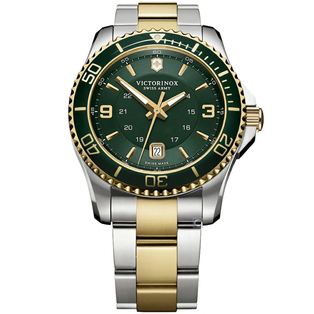 VICTORINOX 瑞士維氏 Maverick Large 潛水石英腕錶(VISA-241605)-34mm-綠面鋼帶【刷卡回饋 分期0利率】【APP下單22%點數回饋】
