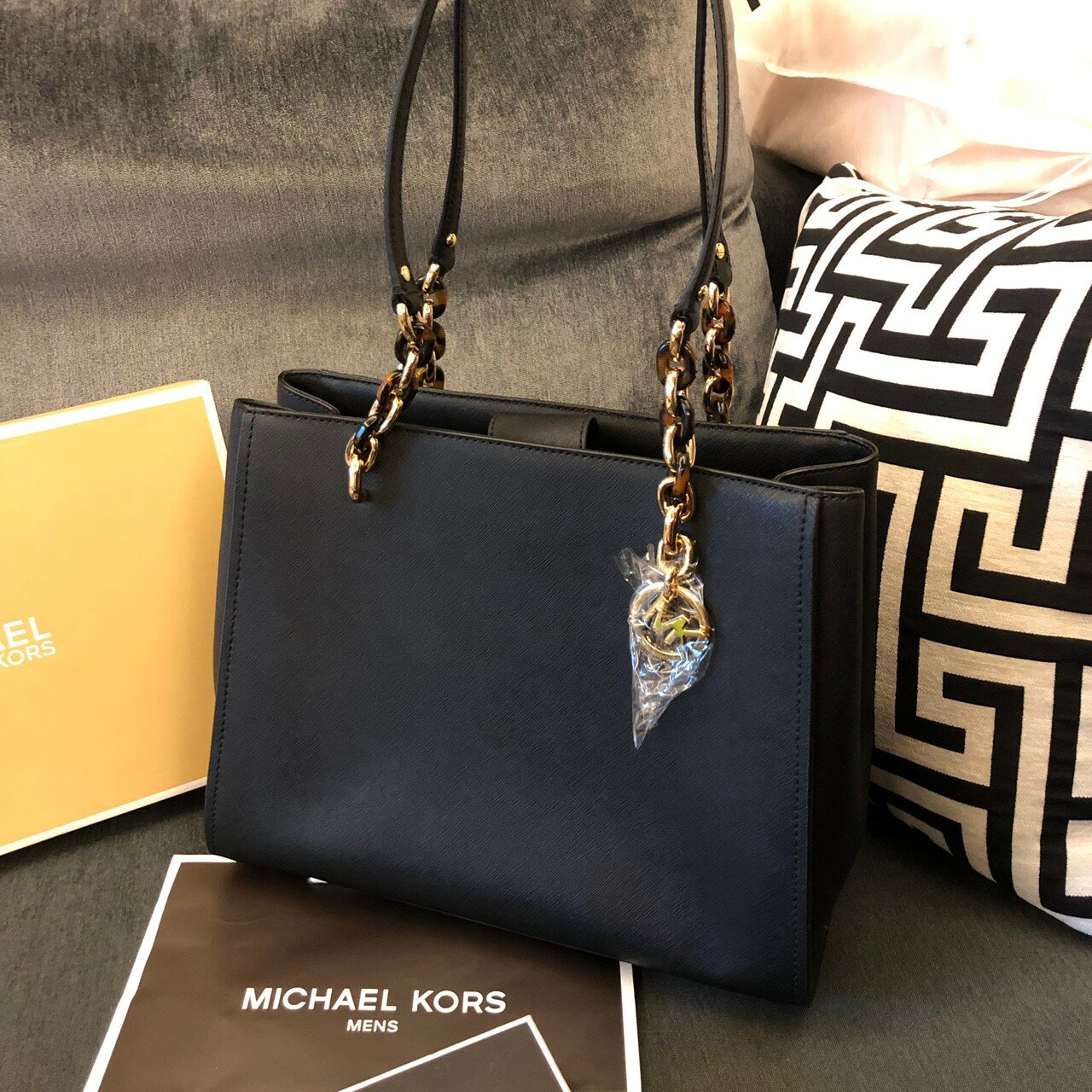 MK 經典防刮真皮琥珀金鍊肩背包 新款 開口磁扣 側背包 公事包 MICHAEL KORS 現貨 美國代購