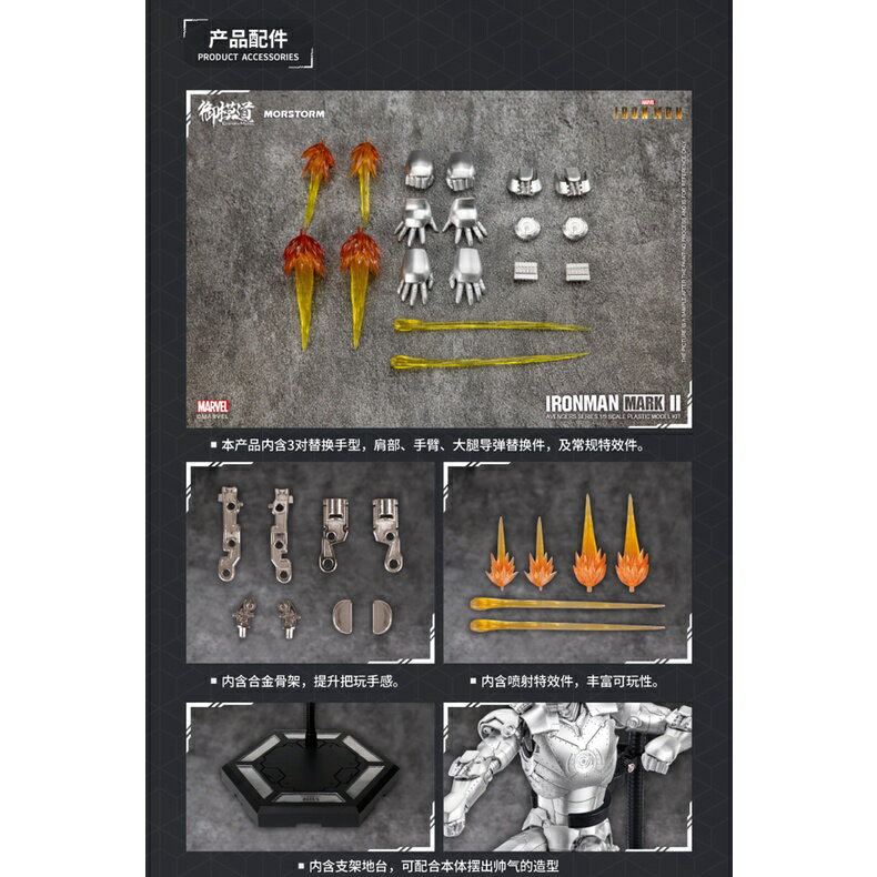 ISONA 23公分正版御模道模型 MK2鋼鐵人模型 鋼鐵人組裝模型 拼裝模型 1:9比例 5