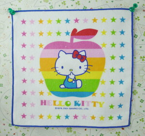 【震撼精品百貨】Hello Kitty 凱蒂貓 方巾/毛巾-彩色蘋果-星星底 震撼日式精品百貨