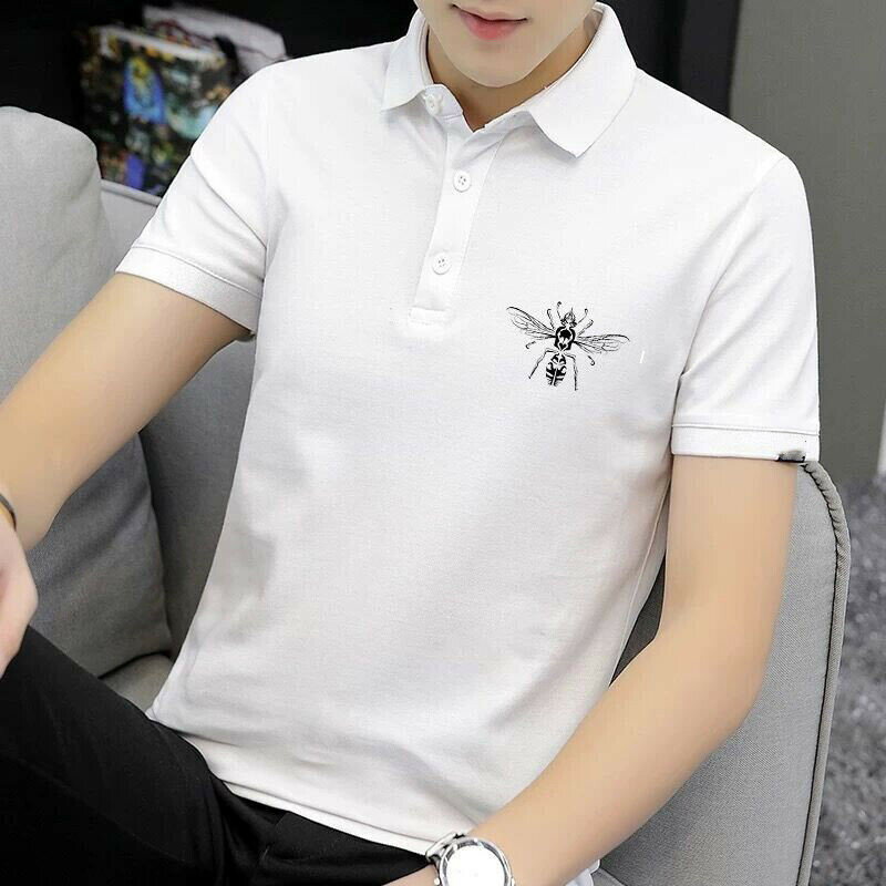 夏季短袖POLO衫男|大尺碼100公斤男裝上衣|寬鬆翻領POLO衫|休閒商務短袖上衣|中青年潮流打底衫|純色翻領短袖衫