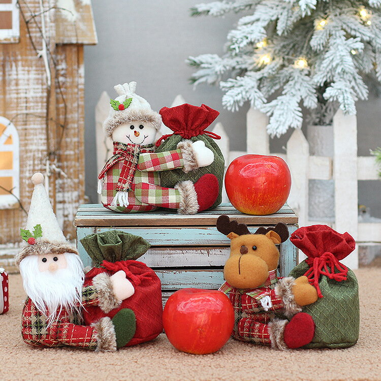 聖誕新品袋老人雪人麋鹿公仔裝飾禮物禮品袋平安夜糖果袋