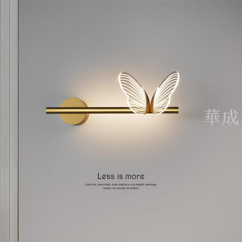 超低價 簡約壁燈 led網紅蝴蝶壁燈 北歐現代輕奢 床頭壁燈主臥室蝴蝶陽臺客廳背景牆壁燈