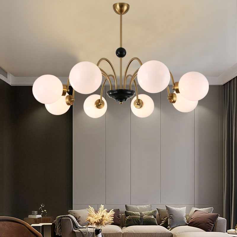 后現代簡約輕奢分子客廳吊燈法式中古風餐廳臥室燈北歐玻璃球吊燈