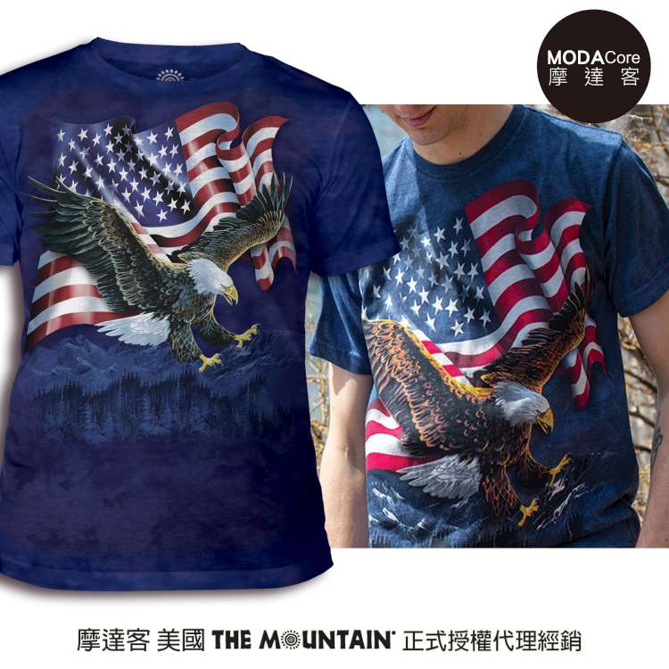 【摩達客】(預購) 美國The Mountain都會系列 鷹爪旗 中性修身短袖T恤