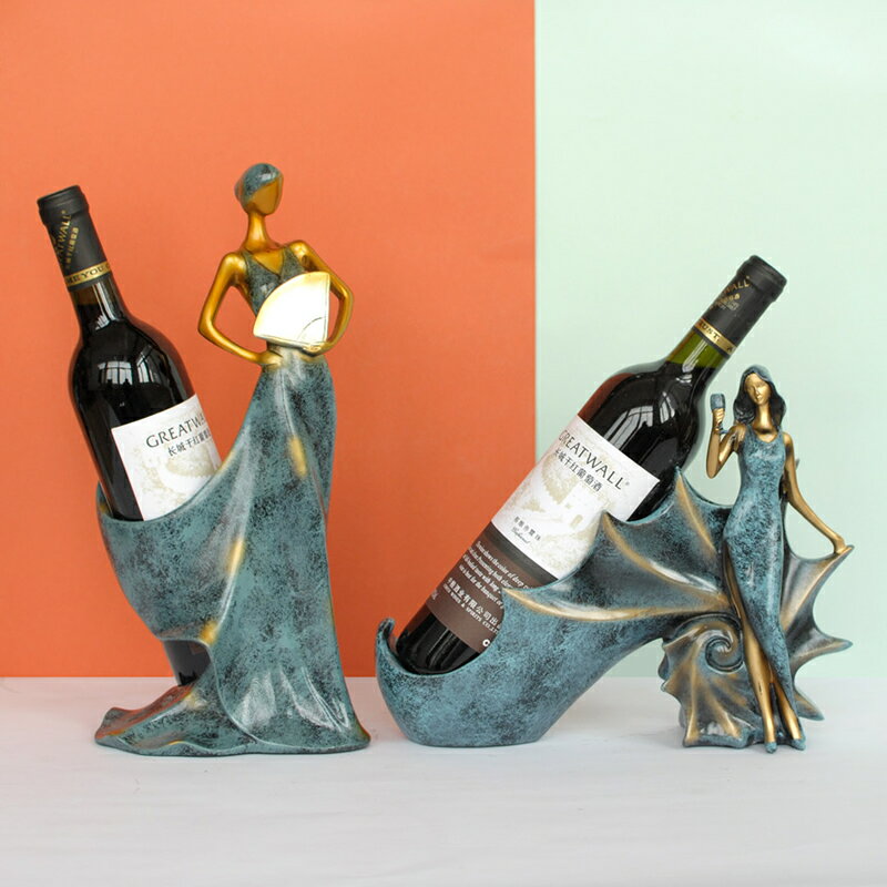 歐式創意海螺美女紅酒架擺件個性家用客廳葡萄酒架紅酒架子裝飾品