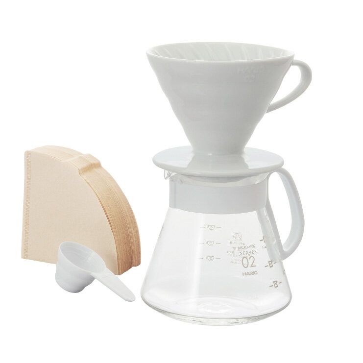 Hario V60 白色濾杯咖啡壺組 1~4杯／XVDD-3012W