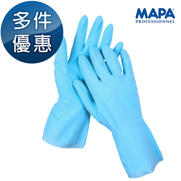 MAPA 清潔手套 家事手套 天然橡膠手套 117 耐酸鹼手套 防水手套 超薄手套 植绒內襯手套 1雙 多雙優惠中