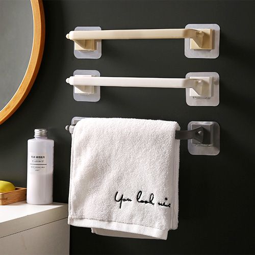 ✤宜家✤浴室粘貼免打孔單桿毛巾架 加厚毛巾桿 置物架