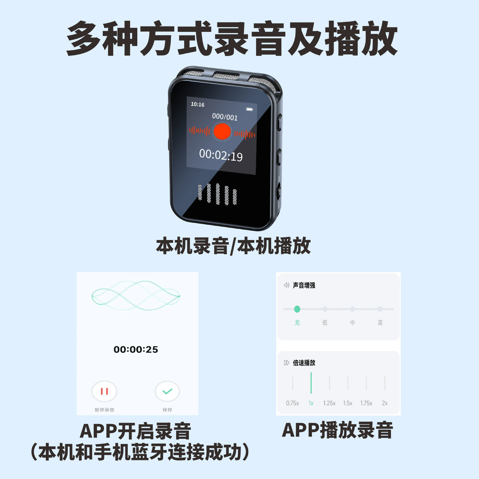 AI錄音機MP3播放器超長待機智能聲控降噪帶喇叭錄音器廠新款錄音【北歐家居生活】