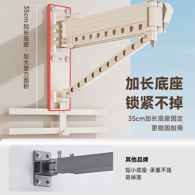 免運 工廠現貨出 特價 晾衣架 晾衣桿 戶外晾衣架 折疊衣架 晾衣架折疊陽臺伸縮家用隱形壁掛戶外墻曬被子神器室內窗外晾衣桿特惠/開立發票 特價出 H1114