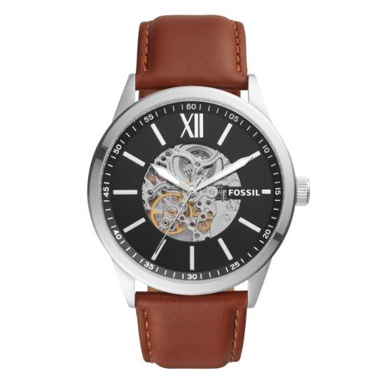FOSSIL 鏤空機械錶 48mm 男錶 手錶 腕錶 BQ2386 棕色真皮錶帶(現貨)▶指定Outlet商品5折起☆現貨【送禮首選★APP下單點數4倍送】