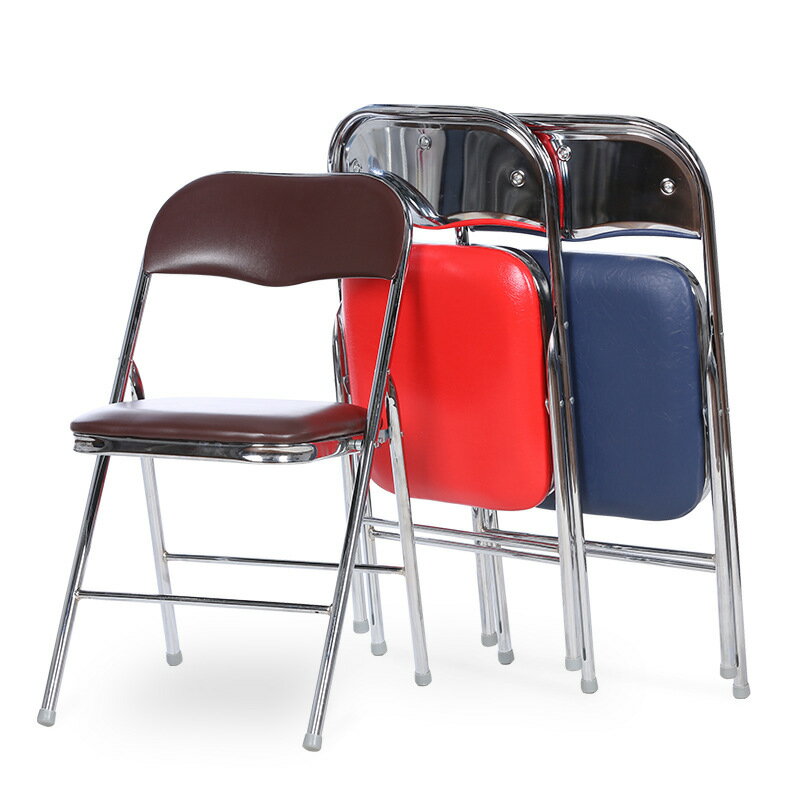 電鍍金屬折疊椅家用休閒靠背椅子電腦椅辦公培訓會展活動座椅