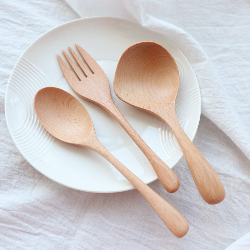 日式木勺子長柄木叉大湯勺創意歪柄勺子木制調羹飯勺家用餐具套裝