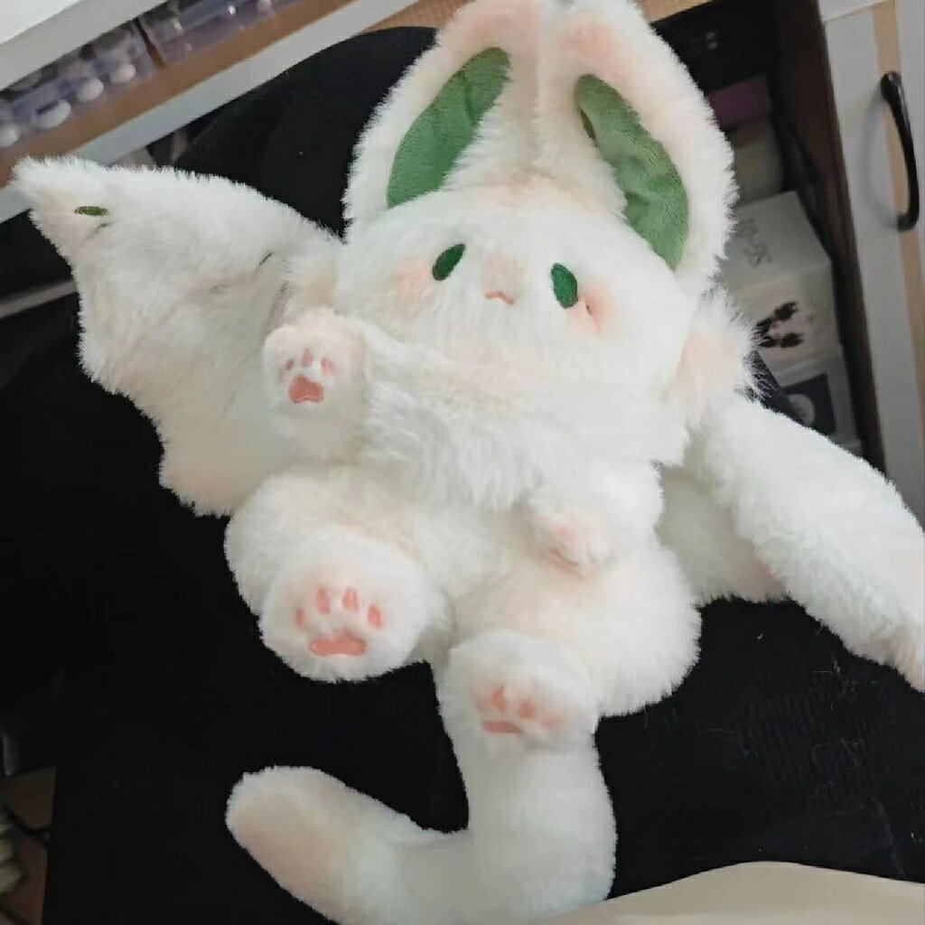 【玩偶】飛天大白兔子 毛絨玩具 玩偶 抱著睡覺公仔 蝙蝠兔子玩偶 生日禮物 安撫玩偶公仔 交換禮物 呆萌可愛
