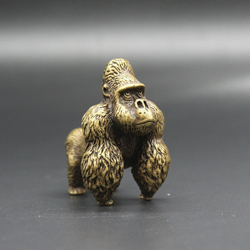 精工實心銅大猩猩小擺件銅藝銅寵猴子銅手把件仿古微雕古玩老銅器