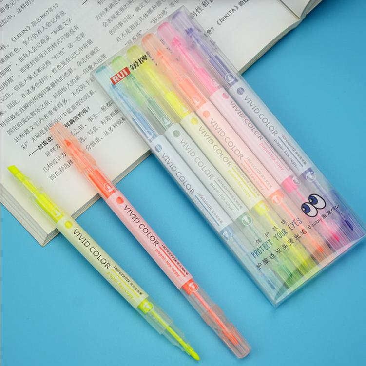 【6支裝】熒光筆標記筆學生用記重點記號筆彩色瑩光銀光做筆記【不二雜貨】 2