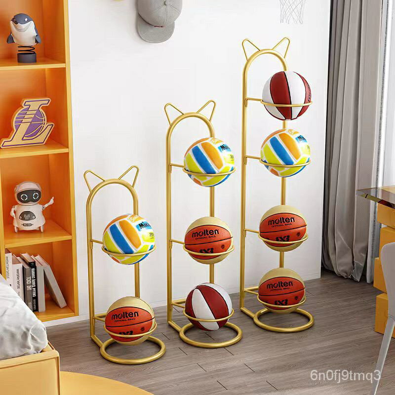 免運 可開發票 簡易 家用 室內 兒童 籃球收納架 球類 擺放 置物架 簡約 足球架 放球 收納筐 AMZZ