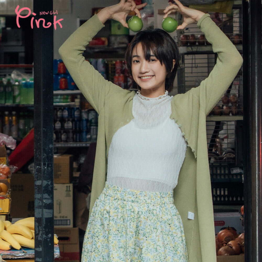 Pink* 氣質排扣透光長版罩衫 (3色) A1402BD