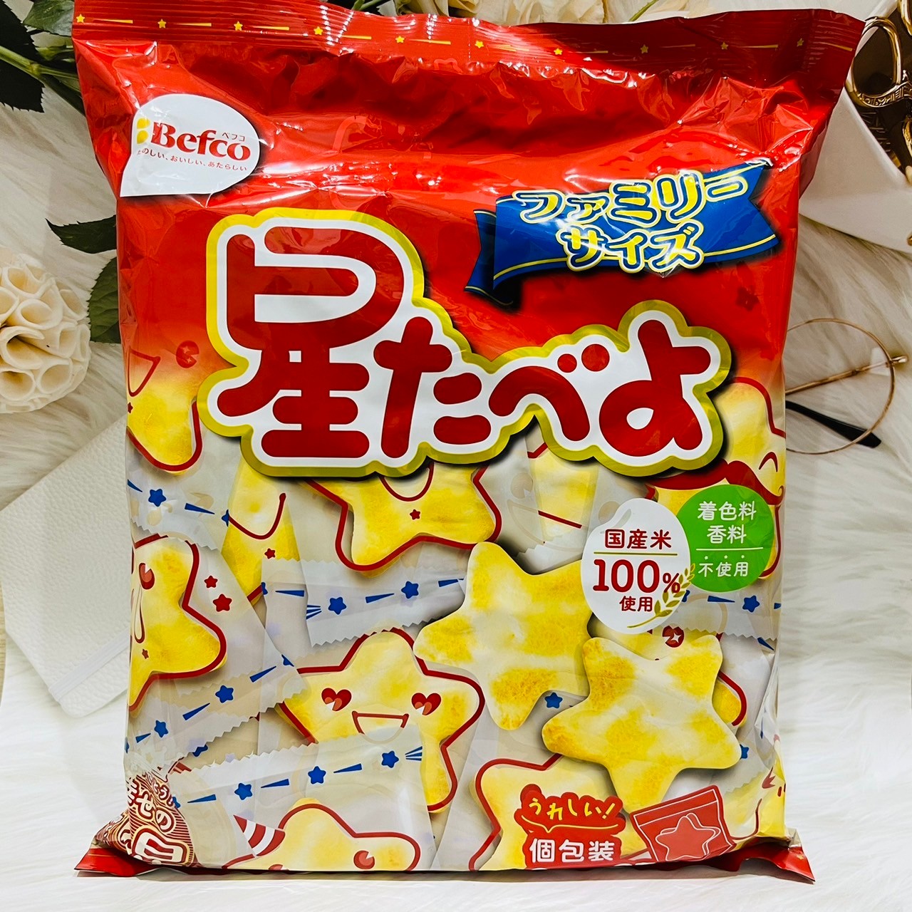 日本 Befco 慄山 星星造型米果 星星米果 個別包裝 2枚X27袋入