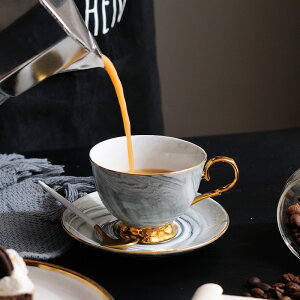 歐式咖啡杯套裝l創意奢華大理石紋少女心下午茶小精致咖啡杯ins風
