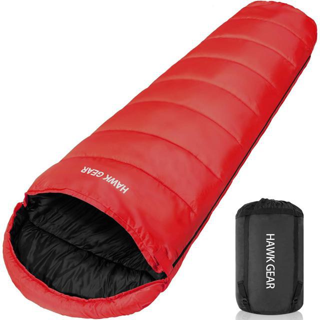 【日本代購】HAWK GEAR 耐寒-15度 防水 露營 睡袋 紅色