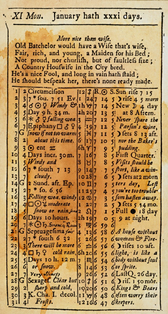 Posterazzi: Poor RichardS Almanack Nthe January Page From The First ...