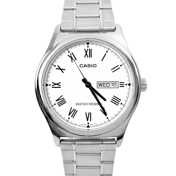 CASIO手錶 羅馬數字白面鋼錶【NECE20】