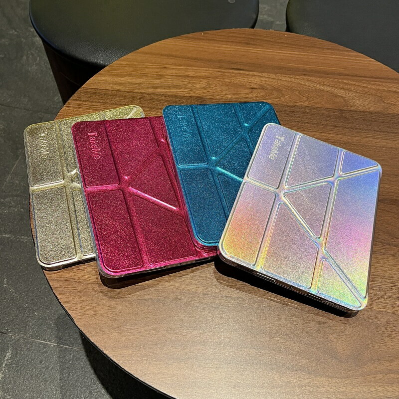 鐳射Y折平板殼適用蘋果ipad10代平板保護套ipadair6三折Y折mini7air5air2簡約ipadpro代喚醒睡眠ipad9A16