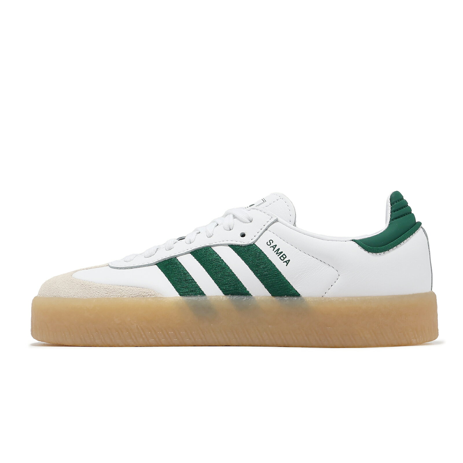 adidas 愛迪達 休閒鞋 Sambae W 女鞋 白 綠 膠底 厚底 麂皮 德訓鞋