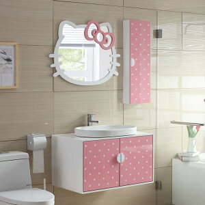 兒童洗手盆helloKitty浴室柜組合凱蒂貓女生兒童卡通梳妝鏡小戶型KT貓衛浴柜