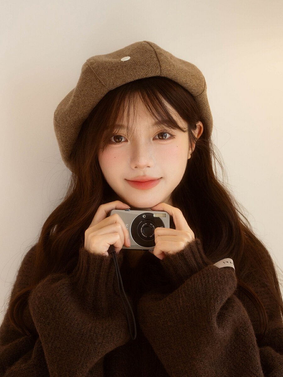 韓版厚款毛呢貝雷帽女生百搭大帽頂南瓜帽文藝氣質畫家帽子顯臉小【雲木雜貨】